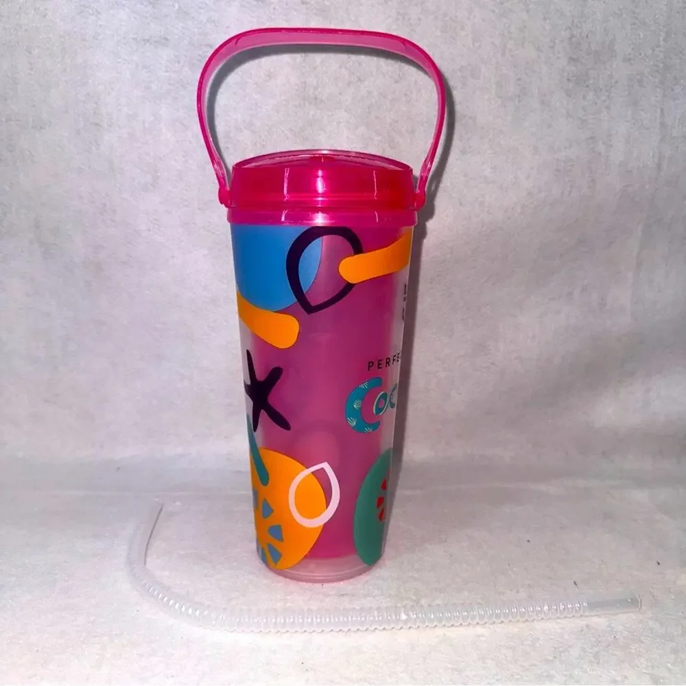 Royal Caribbean Perfect Day at Coco Cay Insulated Tumbler Pink w/ Straw & Handle